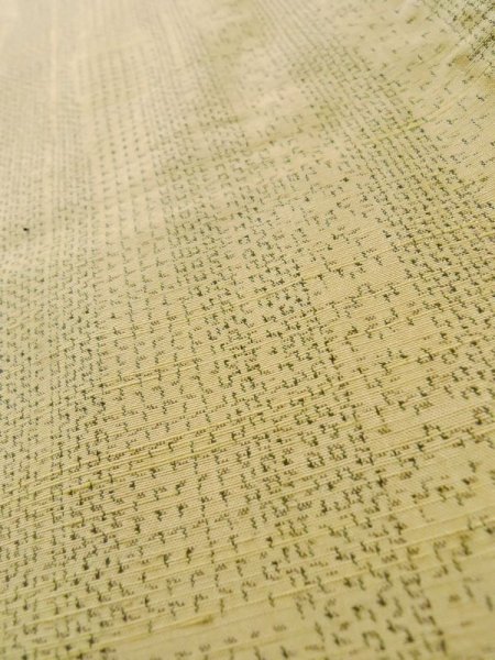 Photo10: L1019M Used Japanese women  Ivory TSUMUGI pongee / Silk. Bamboo leaf,   (Grade C) (10)