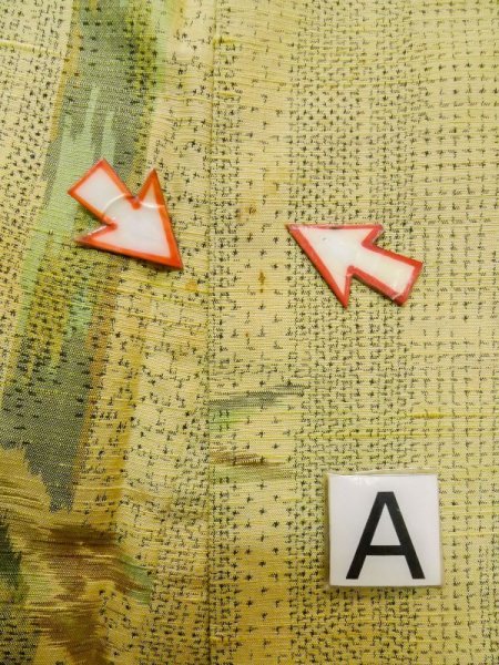 Photo13: L1019M Used Japanese women  Ivory TSUMUGI pongee / Silk. Bamboo leaf,   (Grade C) (13)