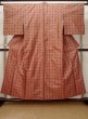 Photo1: L1019N Used Japanese womenPale Dark Pink TSUMUGI pongee / Silk. Circle   (Grade D) (1)