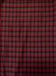 Photo3: L1019P Used Japanese women  Red TSUMUGI pongee / Silk. Plaid Checks   (Grade B) (3)