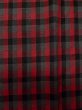 Photo6: L1019P Used Japanese women  Red TSUMUGI pongee / Silk. Plaid Checks   (Grade B) (6)