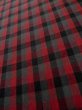 Photo8: L1019P Used Japanese women  Red TSUMUGI pongee / Silk. Plaid Checks   (Grade B) (8)