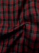 Photo9: L1019P Used Japanese women  Red TSUMUGI pongee / Silk. Plaid Checks   (Grade B) (9)