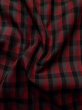 Photo10: L1019P Used Japanese women  Red TSUMUGI pongee / Silk. Plaid Checks   (Grade B) (10)