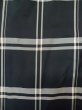 Photo3: L1019Q Used Japanese women  Black TSUMUGI pongee / Silk. Plaid Checks The lining has many soils, stains or turned a bit yellow.  (Grade C) (3)