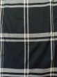 Photo4: L1019Q Used Japanese women  Black TSUMUGI pongee / Silk. Plaid Checks The lining has many soils, stains or turned a bit yellow.  (Grade C) (4)