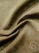 Photo11: L1019U Used Japanese womenPale Brownish Yellowish Green ORI woven / Silk. Abstract pattern   (Grade C) (11)