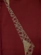 Photo3: L1019V Used Japanese women  Dark Red ORI woven / Silk. Geometrical pattern,   (Grade B) (3)