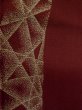 Photo7: L1019V Used Japanese women  Dark Red ORI woven / Silk. Geometrical pattern,   (Grade B) (7)