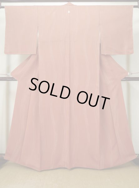 Photo1: L1019W Used Japanese women Pale Coral IROMUJI plain colored / Silk.    (Grade B) (1)