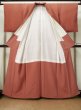 Photo2: L1019W Used Japanese women Pale Coral IROMUJI plain colored / Silk.    (Grade B) (2)