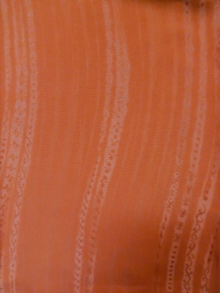 Photo5: L1019W Used Japanese women Pale Coral IROMUJI plain colored / Silk.    (Grade B) (5)