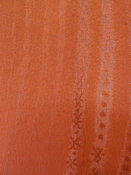 Photo7: L1019W Used Japanese women Pale Coral IROMUJI plain colored / Silk.    (Grade B) (7)