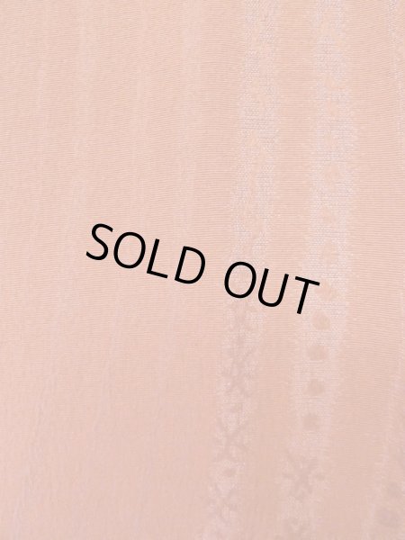 Photo7: L1019W Used Japanese women Pale Coral IROMUJI plain colored / Silk.    (Grade B) (7)