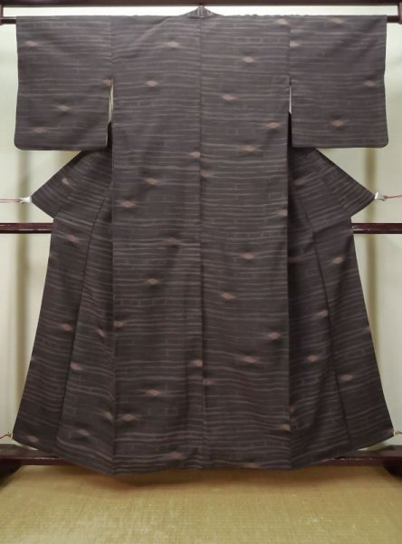 Photo1: L1019X Used Japanese women Dark Brown ORI woven / Silk. Line,   (Grade B) (1)