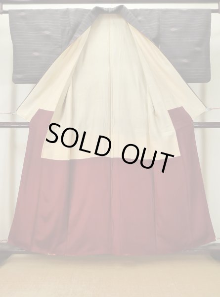 Photo2: L1019X Used Japanese women Dark Brown ORI woven / Silk. Line,   (Grade B) (2)