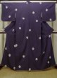 Photo1: L1019Z Used Japanese women Dark Purple ORI woven / Silk. Abstract pattern,   (Grade D) (1)