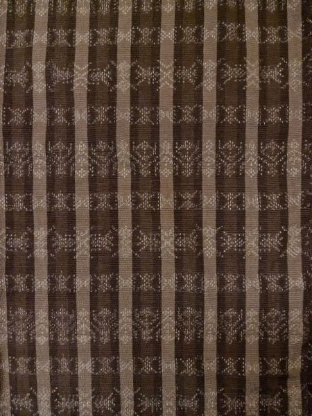 Photo4: L1020B Used Japanese women Pale Brown ORI woven / Silk. Stripes,   (Grade D) (4)