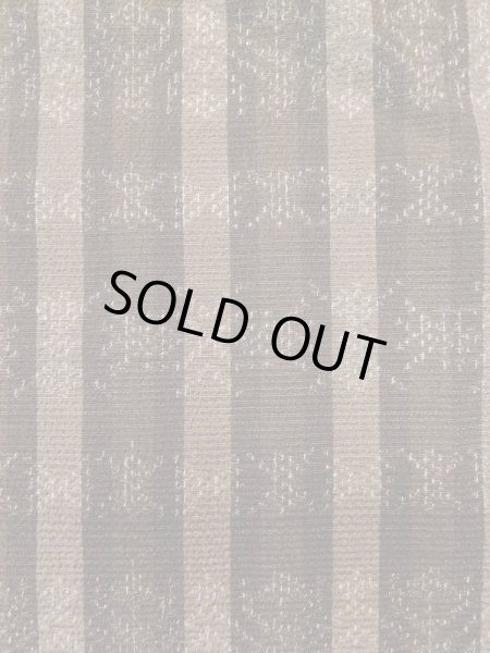 Photo5: L1020B Used Japanese women Pale Brown ORI woven / Silk. Stripes,   (Grade D) (5)