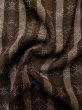 Photo11: L1020B Used Japanese women Pale Brown ORI woven / Silk. Stripes,   (Grade D) (11)