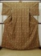 Photo1: Mint L1020C Used Japanese women  Brown TSUMUGI pongee / Wool. Abstract pattern,   (Grade A) (1)
