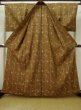 Photo2: Mint L1020C Used Japanese women  Brown TSUMUGI pongee / Wool. Abstract pattern,   (Grade A) (2)