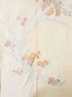 Photo3: L1026A Used Japanese women Light Ivory HAORI short jacket / Silk. Flower, Chinese clematis pattern  (Grade C) (3)