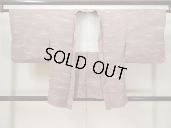Photo2: L1026C Used Japanese womenPale Light Purple HAORI short jacket / Silk. Flower,   (Grade C) (2)