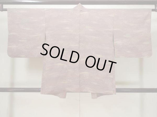 Photo3: L1026C Used Japanese womenPale Light Purple HAORI short jacket / Silk. Flower,   (Grade C) (3)