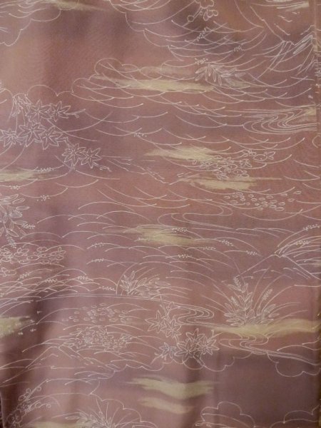 Photo3: L1026C Used Japanese womenPale Light Purple HAORI short jacket / Silk. Flower,   (Grade C) (3)