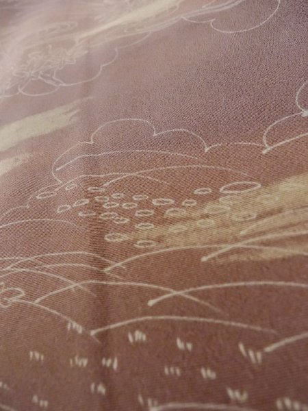 Photo9: L1026C Used Japanese womenPale Light Purple HAORI short jacket / Silk. Flower,   (Grade C) (9)