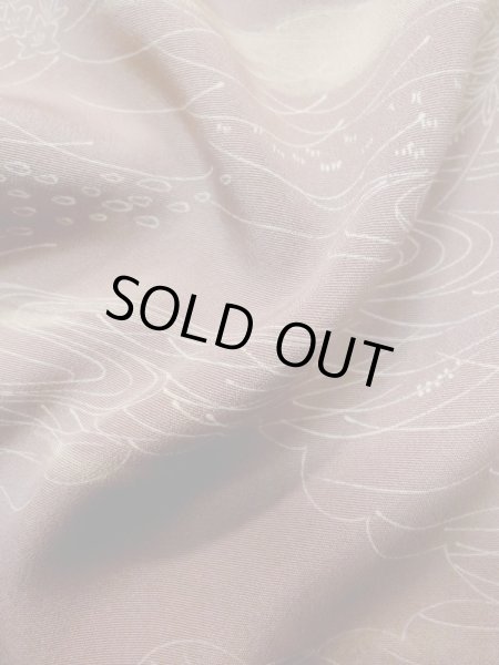 Photo12: L1026C Used Japanese womenPale Light Purple HAORI short jacket / Silk. Flower,   (Grade C) (12)