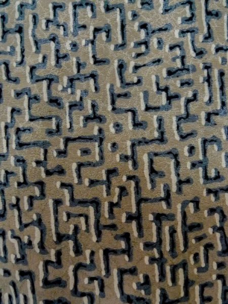 Photo6: L1026E Used Japanese women  Gray HAORI short jacket / Silk. Abstract pattern   (Grade C) (6)