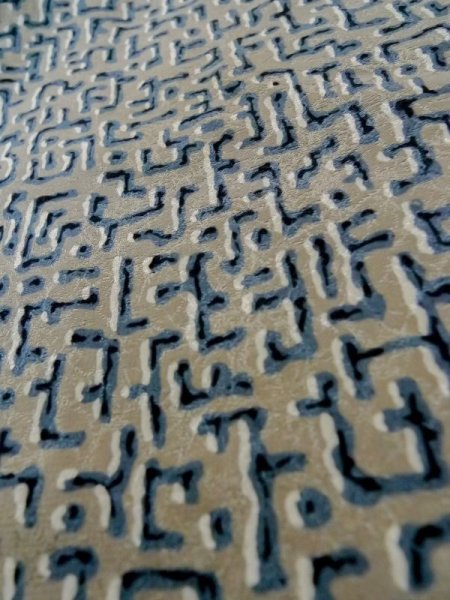 Photo7: L1026E Used Japanese women  Gray HAORI short jacket / Silk. Abstract pattern   (Grade C) (7)