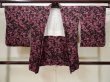 Photo1: L1026L Used Japanese women Reddish Black HAORI short jacket / Silk. Chinz pattern,   (Grade D) (1)