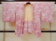 Photo1: L1026P Used Japanese women Pale Pink HAORI short jacket / Silk. Leaf,   (Grade C) (1)