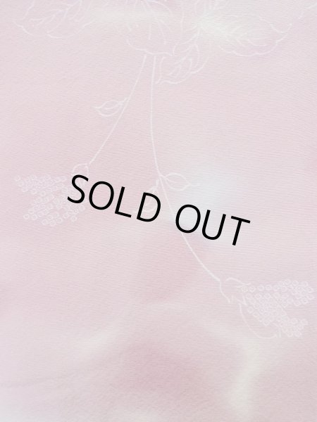 Photo6: L1026P Used Japanese women Pale Pink HAORI short jacket / Silk. Leaf,   (Grade C) (6)