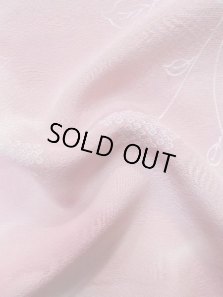 Photo11: L1026P Used Japanese women Pale Pink HAORI short jacket / Silk. Leaf,   (Grade C) (11)