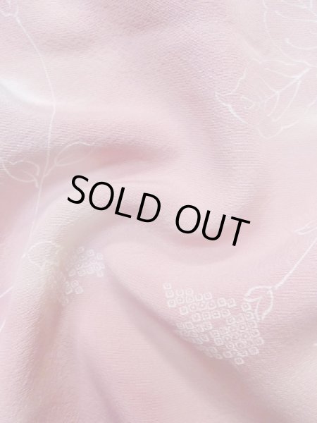 Photo12: L1026P Used Japanese women Pale Pink HAORI short jacket / Silk. Leaf,   (Grade C) (12)