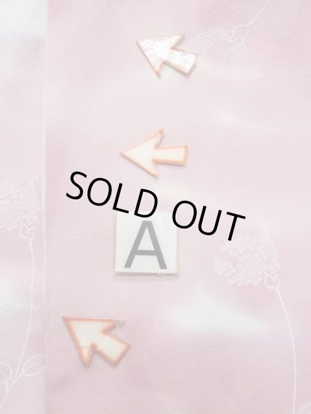 Photo14: L1026P Used Japanese women Pale Pink HAORI short jacket / Silk. Leaf,   (Grade C) (14)