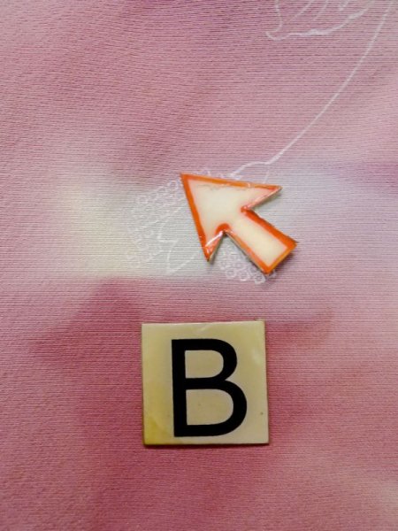 Photo15: L1026P Used Japanese women Pale Pink HAORI short jacket / Silk. Leaf,   (Grade C) (15)