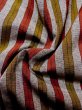 Photo10: L1026T Used Japanese women  Red HAORI short jacket / Silk. Stripes   (Grade A) (10)