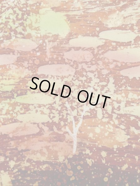 Photo6: L1026Y Used Japanese women Red HAORI short jacket / Silk. Tree,   (Grade A) (6)