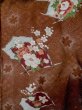 Photo3: L1026Z Used Japanese women Pale Brown HAORI short jacket / Silk. Flower,   (Grade D) (3)