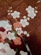 Photo6: L1026Z Used Japanese women Pale Brown HAORI short jacket / Silk. Flower,   (Grade D) (6)