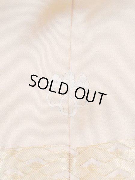 Photo3: L1027D Used Japanese womenPale Light Pink HAORI short jacket / Silk. Chrysanthemum, bundle of ribbons pattern  (Grade C) (3)