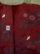 Photo20: L1104A Used Japanese women  Dark Red HAORI short jacket / Silk. Flower,   (Grade C) (20)