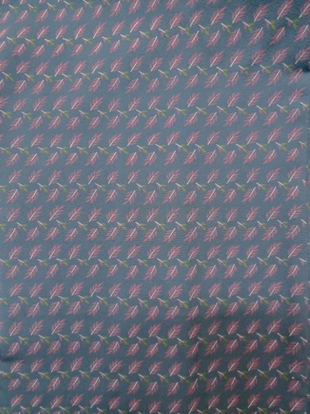 Photo3: Mint L1104C Used Japanese womenPale Grayish Light Blue HAORI short jacket / Silk. Abstract pattern   (Grade A+) (3)