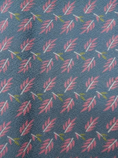 Photo5: Mint L1104C Used Japanese womenPale Grayish Light Blue HAORI short jacket / Silk. Abstract pattern   (Grade A+) (5)