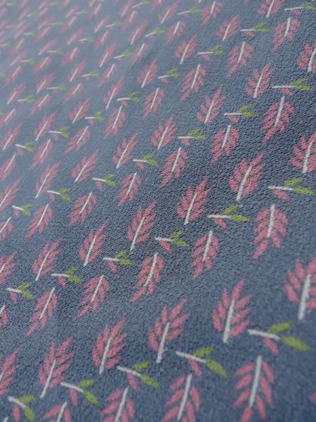 Photo8: Mint L1104C Used Japanese womenPale Grayish Light Blue HAORI short jacket / Silk. Abstract pattern   (Grade A+) (8)